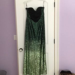 Strapless ombré mermaid sequins prom gown